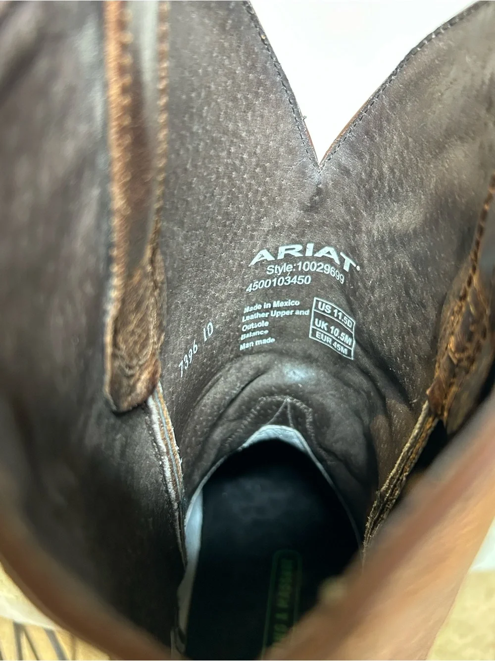 Ariat Men's Brown Leather Cowboy Boots with Stitch Accents Size 11.5D